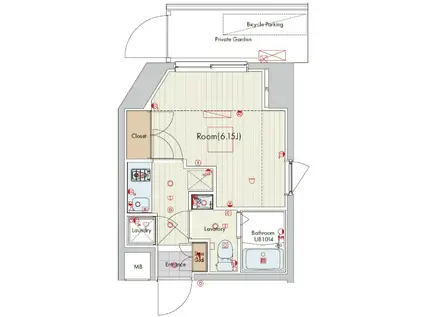 セリュークス横濱阪東橋(1K/1階)の間取り写真