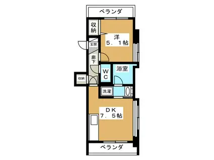 サングランデ(1DK/7階)の間取り写真