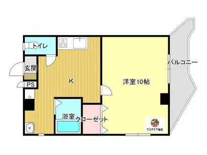 ウィング鴨池(1K/2階)の間取り写真