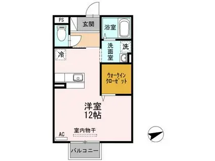 セゾンA・B棟(ワンルーム/2階)の間取り写真