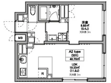 ASTILE世田谷松原(1LDK/5階)の間取り写真