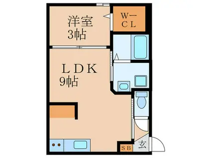 レジェロ武庫川(1LDK/2階)の間取り写真