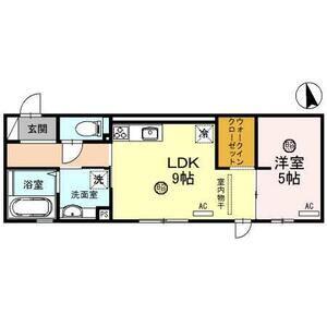 ラピスラズリ(1LDK/1階)の間取り写真