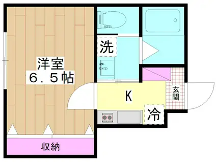 グリュック2(1K/1階)の間取り写真