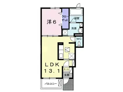 アルテミスB(1LDK/1階)の間取り写真