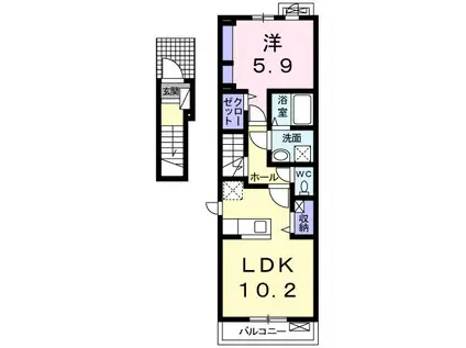 ラフォーレ足利II 福居町(1LDK/2階)の間取り写真