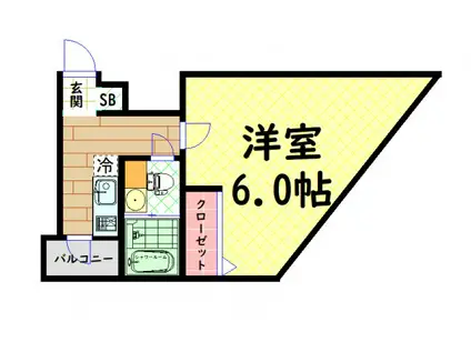 ミストラル本町ウエスト(1K/8階)の間取り写真