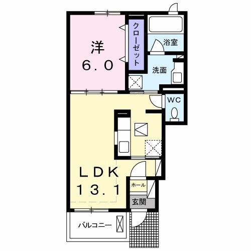 クオーレ優 II(1LDK/1階)の間取り写真