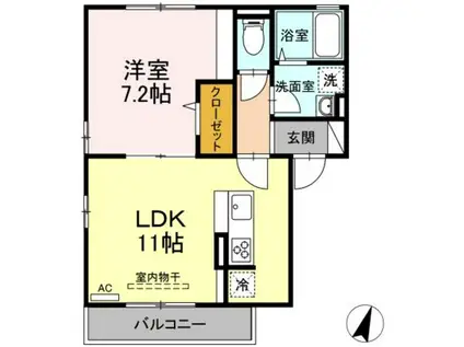 プランドールAI(1LDK/2階)の間取り写真