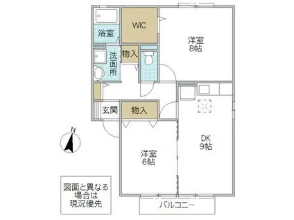 ベル・ヴィレッジ A(2DK/1階)の間取り写真