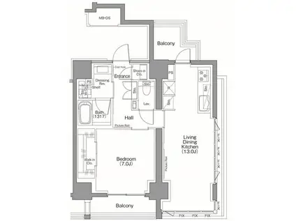 ザ・パークハビオSOHO南青山(1LDK/10階)の間取り写真