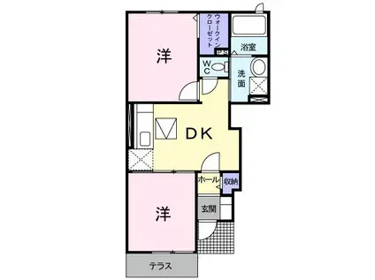 ピースフル・コート(2DK/1階)の間取り写真