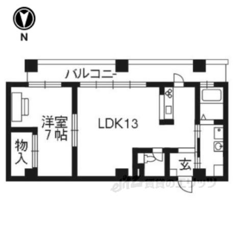 シュシュパルク六条院(1LDK/2階)の間取り写真