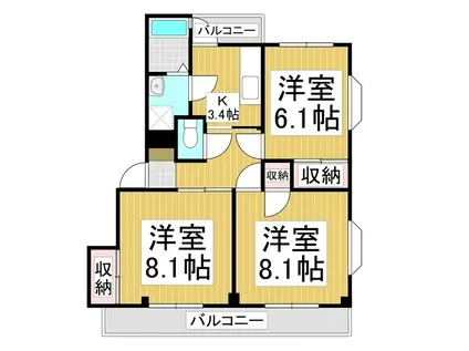 中央ハイツ A棟(3K/1階)の間取り写真
