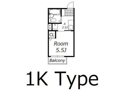 YUJ新前橋(1K/2階)の間取り写真