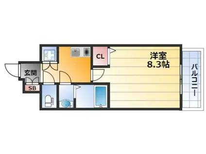 サーフアイランドモナリザ(1K/4階)の間取り写真