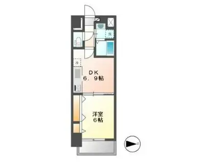 ダブルコート城西(1DK/4階)の間取り写真