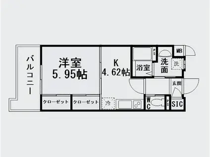 サンシャイン.サファイア・プリンセス戸畑(1K/5階)の間取り写真