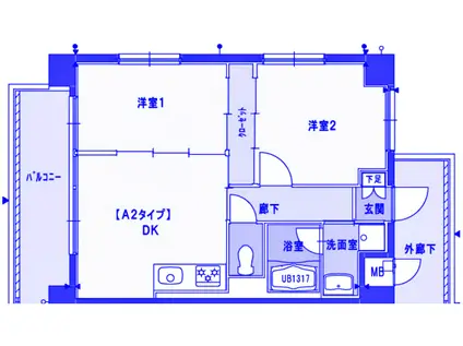 RUSCELLIO -ルシェリオ-(2DK/4階)の間取り写真