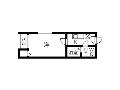 メドラーウエスト(1SK/1階)の間取り写真