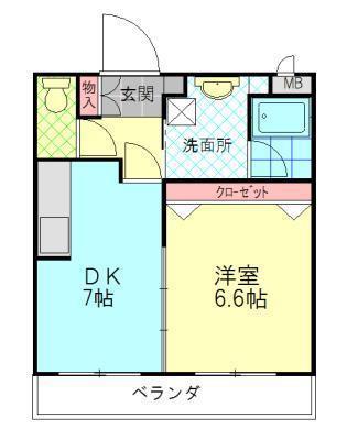グラシア野原(1DK/1階)の間取り写真