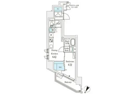 ロイジェント駒込六義園(1DK/11階)の間取り写真