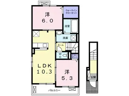 サニーパレスC(2LDK/2階)の間取り写真