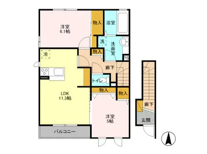 BRILLANTE(1K/1階)の間取り写真