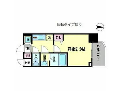 リッツ難波南II(1K/6階)の間取り写真