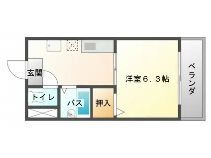 キャビン千里山(1K/1階)の間取り写真