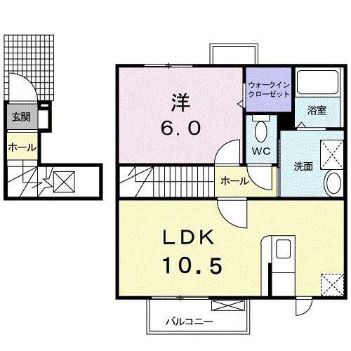 レーベン・バオムC(1LDK/2階)の間取り写真