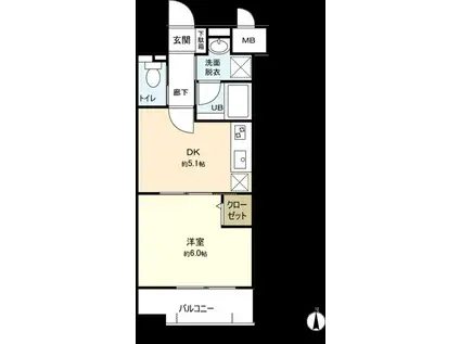 MFPRコート晩翠通(1DK/7階)の間取り写真