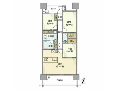 レゾンシティ刈谷銀座(3LDK/12階)の間取り写真