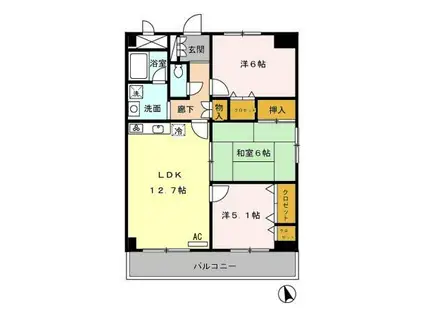 CLAVEL NAGARA 1(3LDK/4階)の間取り写真