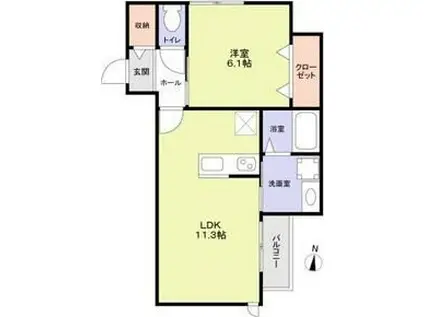 クレール明大前(1LDK/2階)の間取り写真