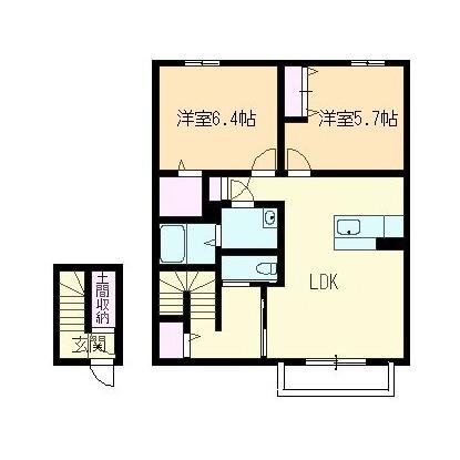 シャーメゾン赤坂B棟(2LDK/2階)の間取り写真