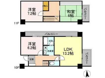 エイトジャパンシーダ(3LDK/10階)の間取り写真