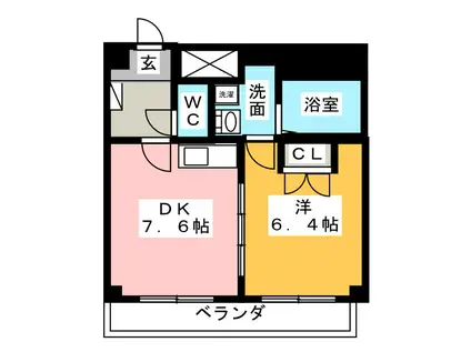 ＪＲ中央本線 中津川駅 徒歩5分 7階建 築9年(1DK/4階)の間取り写真