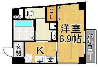 レヴァンテ宝塚(1K/3階)の間取り写真