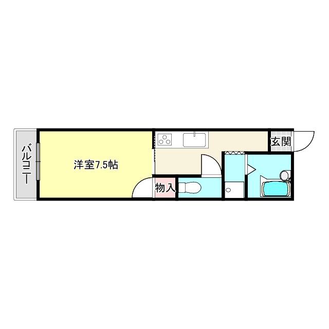 カーサ櫛原(1K/2階)の間取り写真