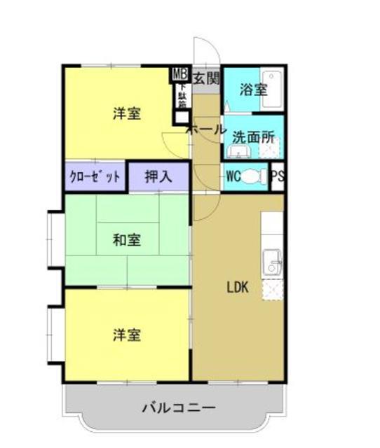 サンパティーク・D(3DK/3階)の間取り写真