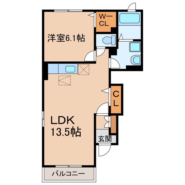 アリーヴィオII(1LDK/1階)の間取り写真