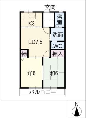 リバーサイドTY(2LDK/2階)の間取り写真