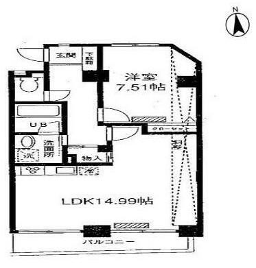 ブルーガーデン小石川(1LDK/6階)の間取り写真