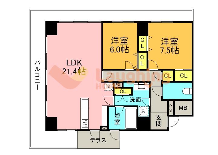 くるめくらす花畑(2LDK/7階)の間取り写真