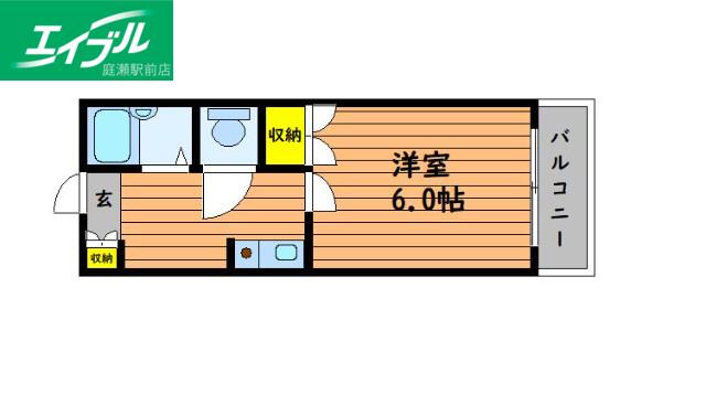 サンシャインα(1K/3階)の間取り写真