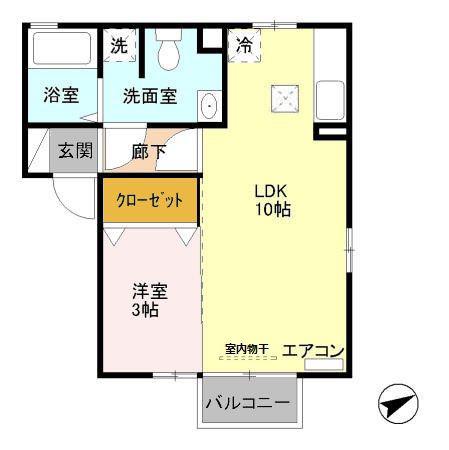 ピュアマインドC棟(1LDK/1階)の間取り写真
