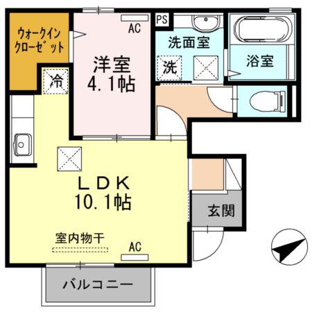 シャルマン岡田町(1LDK/1階)の間取り写真