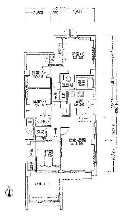 リブレ北新在家(4LDK/5階)の間取り写真