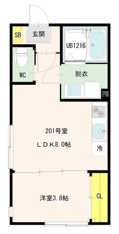 西新井栄町一丁目2A DIIRA(1LDK/2階)の間取り写真